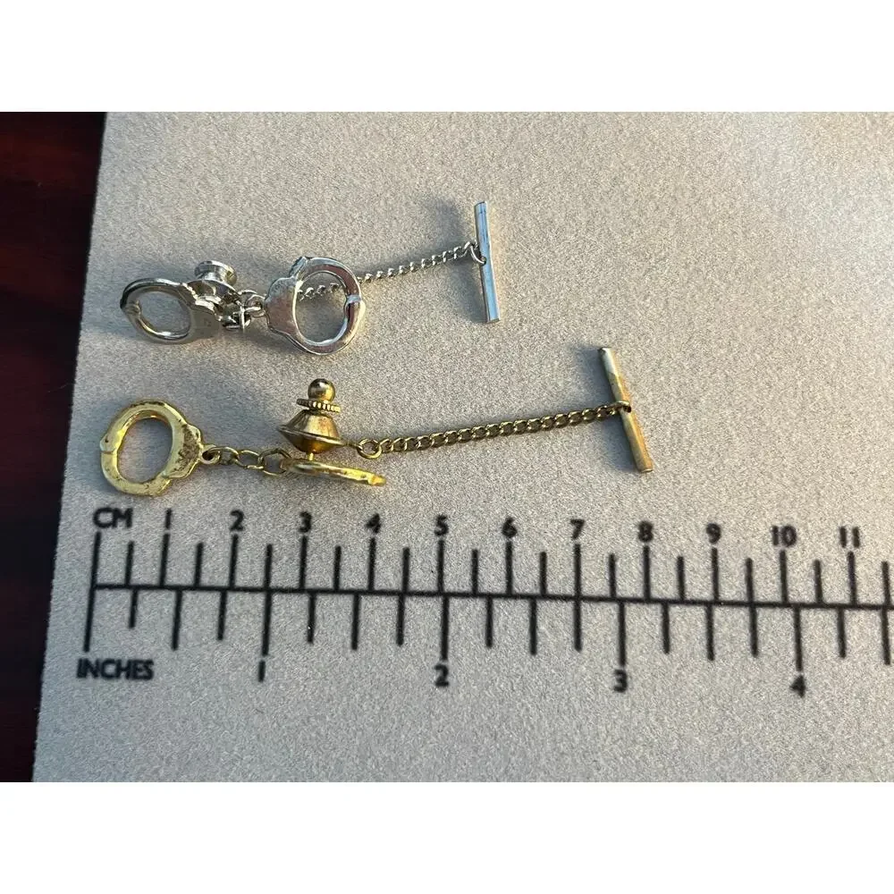 VTG Handcuff Tie Tacks Lot of 2 Silver and Gold Tone Law Enforcement Police